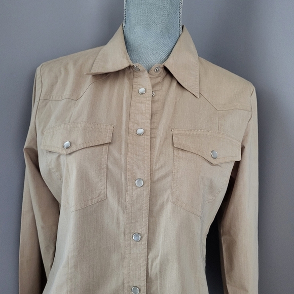 Buffalo David Bitton Tan Snap Front Western Shirt - Picture 6 of 12